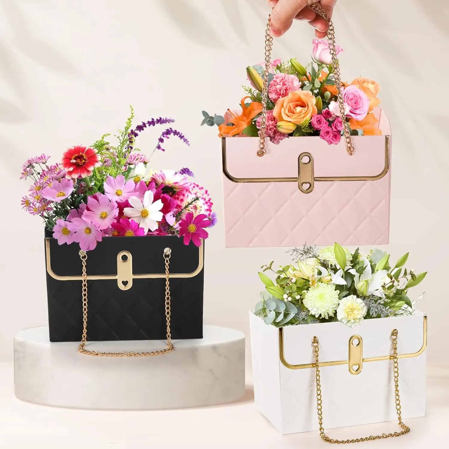 Luxury Brand Cardboard Flower Box Shopping Gift Flower Bouquet Paper Bag with Your Own logo