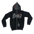 Wholesale Custom Bling Hoodies Full Zip 3D Printed Rhinestone Design Embossed Techniques Embroidered Logo Autumn Fabric Hoodie