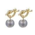 Temperament Party Anniversary Vintage Gold Plating Pearl Stud Earrings Women