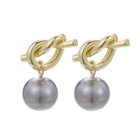 Temperament Party Anniversary Vintage Gold Plating Pearl Stud Earrings Women