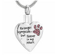 pink Crystal Paw Print Heart Cremation Ashes Holder Stainless Steel Pet Paw Keepsake Heart Memorial Ash Urn Necklace Cremation