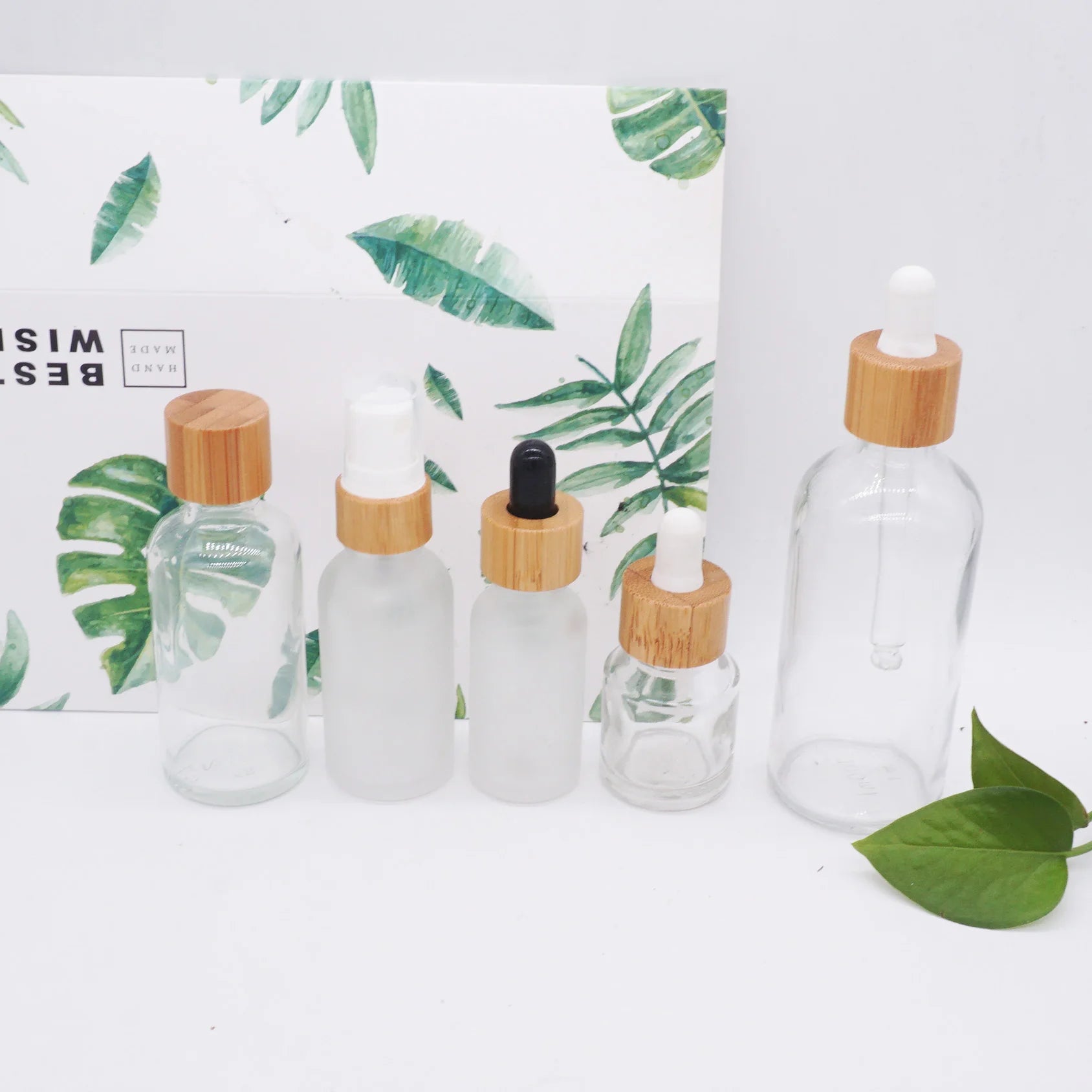30ml Serum Bottle Frosted Color 20ml with Bamboo Lid
