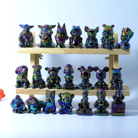 Wholesale Obsidian Bear Aura Carving Angel Aura Obsidian Mickey cartoon Carving for Crystal Crafts
