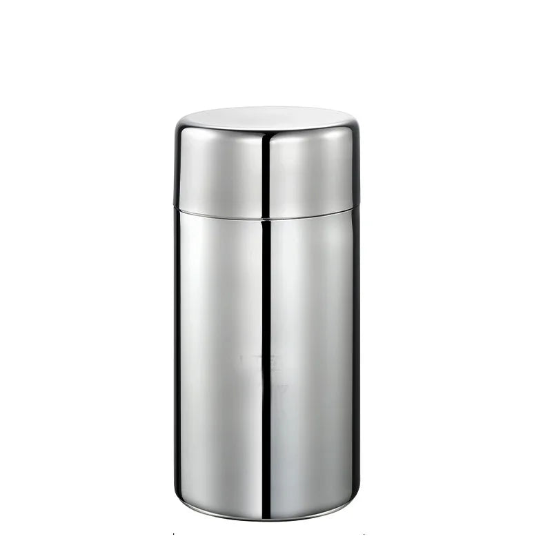 Stainless Steel Tea Coffee Storage Container 400ml Round Metal Tea Tin Canister With Double Lids