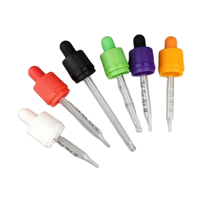 18 410 New Arrival Customized Temper Evident Essential Oil Dropper Tube Plastic Pump Sprayer with Glass Pipette
