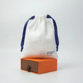 Durable Twill Cotton  logo Printed Cosmetic Bag Gift Pouch With Dark Blue Drawstring