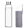 Hot Selling Custom logo Luxury 500ml Eco-friendly Reusable Clear Glass Water Bottle with Screw Lids and Sleeve