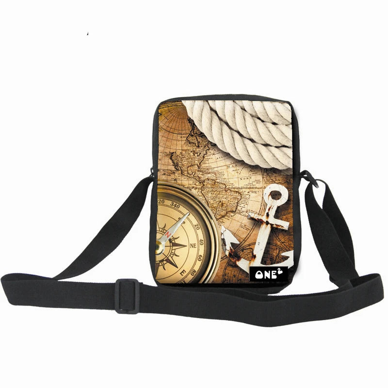 Unisex Zipper Closure Side Bags Fashionable Waterproof Polyester Shoulder Bags Mini Style for Boys and Girls
