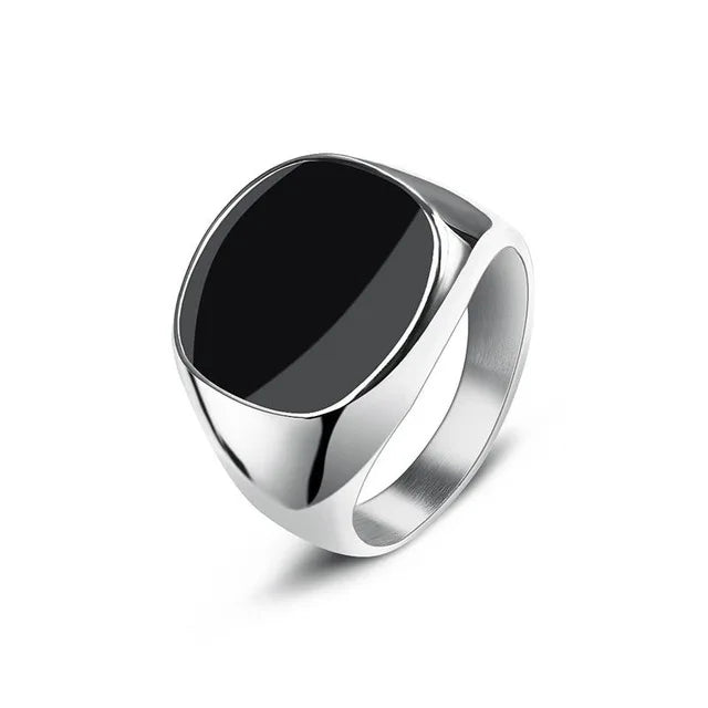 Men's Punk Rock Signet Ring 316L Stainless Steel Gold Plated Hip Hop Party Jewelry Wholesale Male Accessory