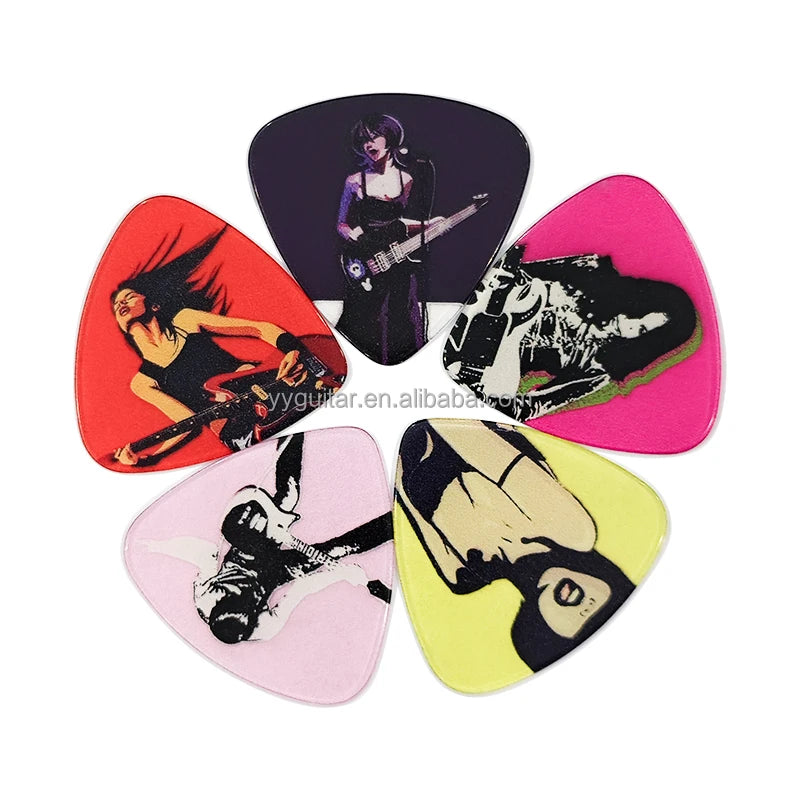 New Product Instock Color Printed Double Side Triangle Celluloid Guitar Plectrums Personalized Jazz Bass Guitar Picks Logo