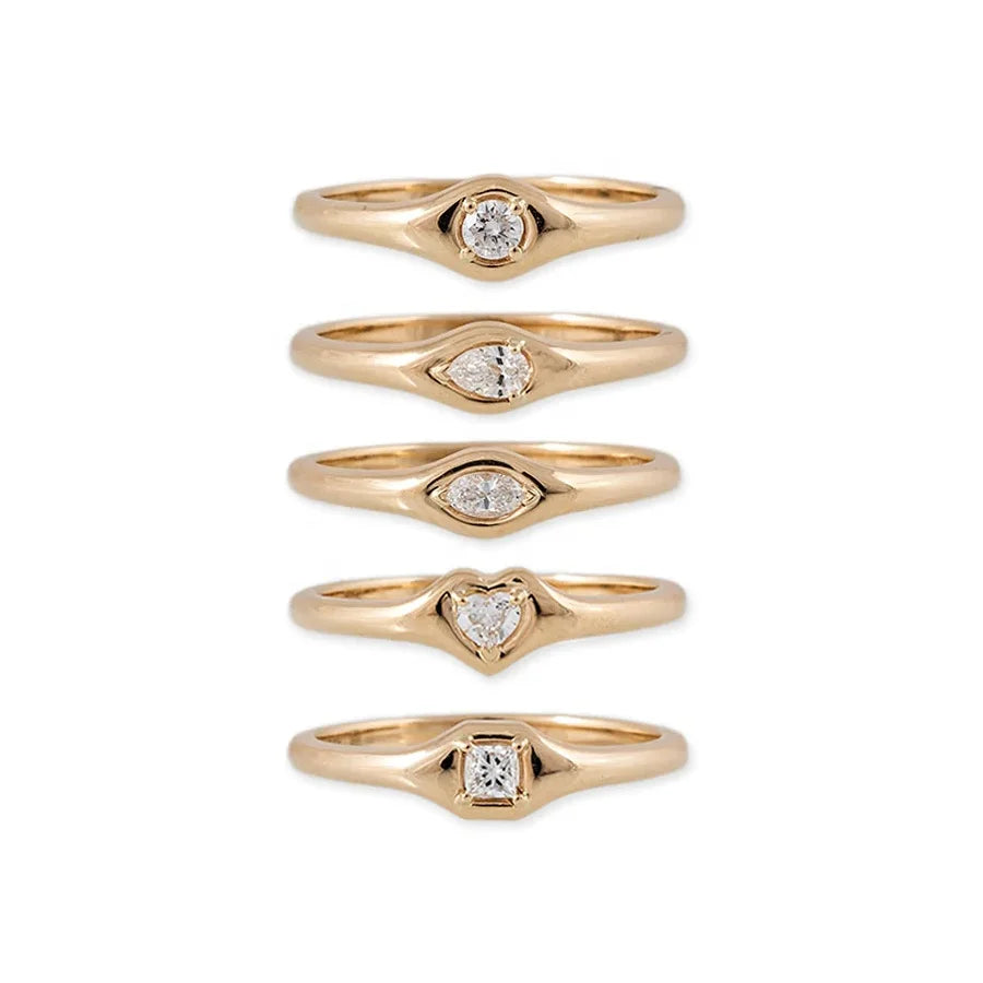 LOZRUNVE 925 Sterling Silver Stackable Single Stone Diamond Ring Women