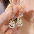 French Vintage Crystal Waterdrop Dangle Earrings Long Bling Rhinestone Crystal Geometric Pendant Earrings Jewelry for Girl