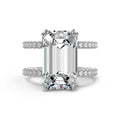Dylam Dainty 925 Sterling Silver Rhodium 18K Gold Plated Double Layer Eternity Band Rectangle 5A Cubic Zirconia Jewelry Rings