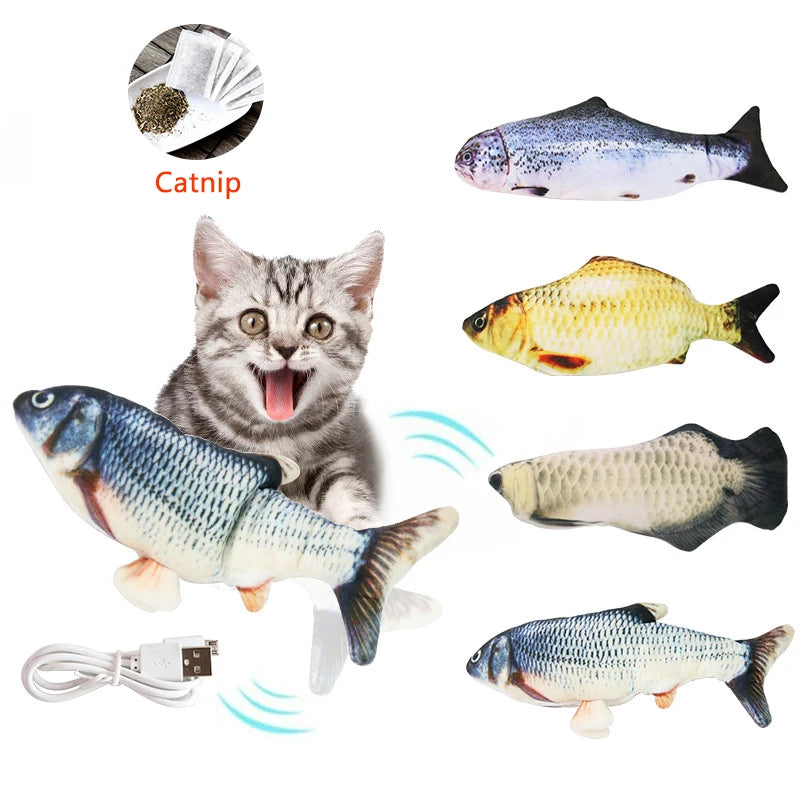 Pet Soft Electronic Cat Interactive Toy Electric USB Charging Fish Shape Toy for Cat