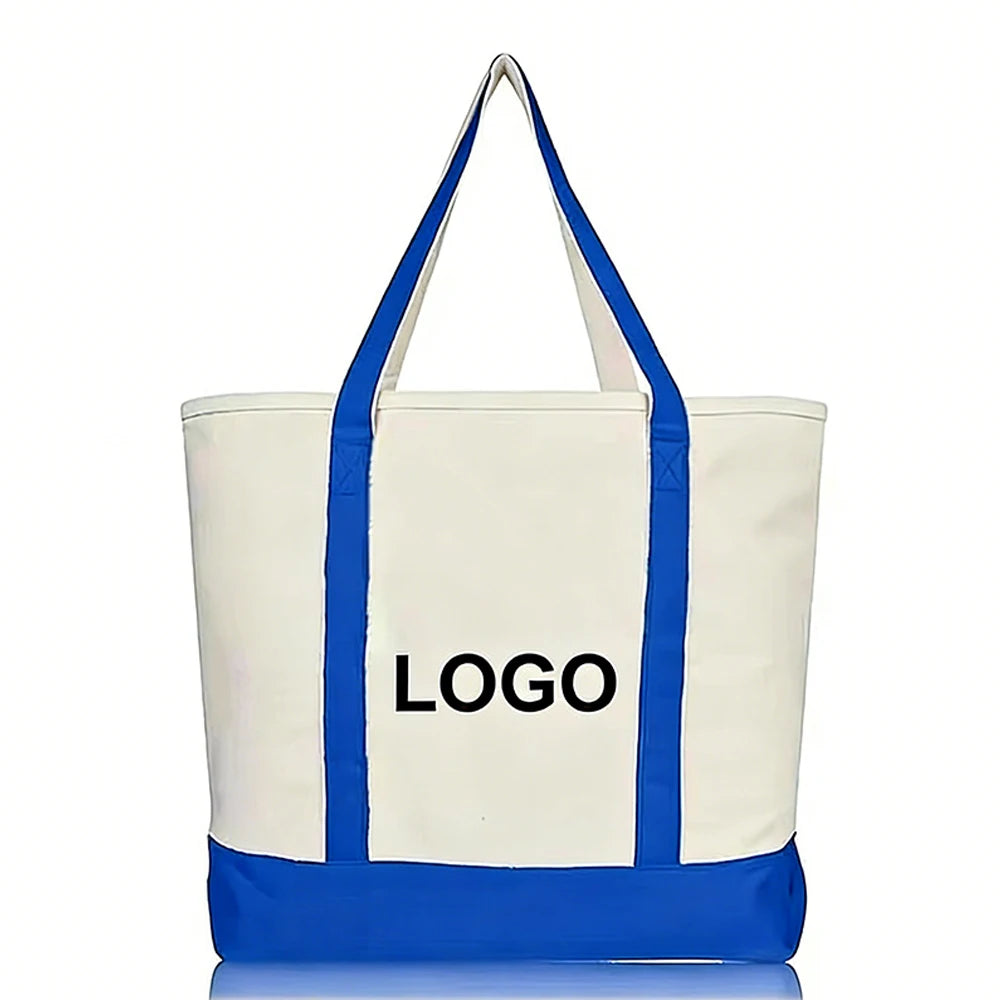 Custom Logo Shoulder Bag Printing Super Strong Large Cotton Canvas Tote Bag Reusable Grocery Shopping Cloth Bags Fashionable Bag