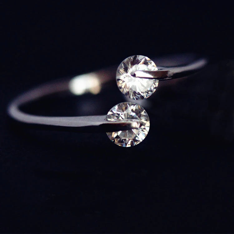 FY-JZ072 Factory Wholesale Silver Zircon Open Rings for Women Fashion Prevent Allergy Jewelry New Design