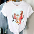 Cheap Summer Printing Family T-Shirt Girls Cartoon Casual Graphic Family Matching Tops Womens Basic White Tees Plus Size T Shirt