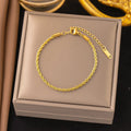 Simple Fashion Plain Chain Twist Chain Titanium Steel Bracelet Female Design Plated 18K Gold Plated Bracelet