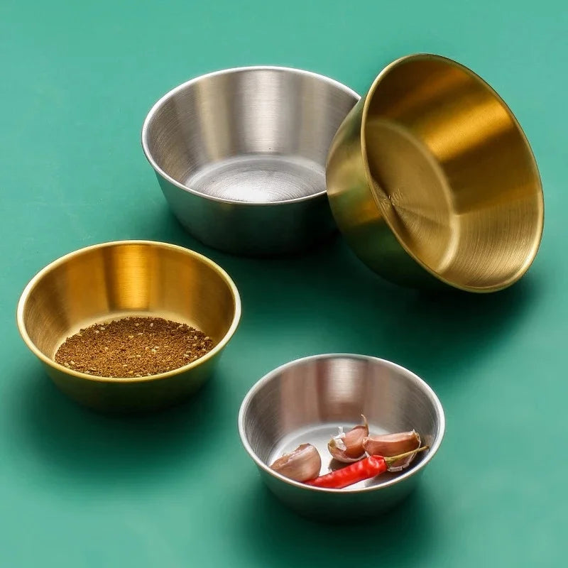 304 Stainless Steel Sauce Bowl Round Seasoning Dishes Saucers Dishes Sushi Dipping Bowls Appetizer Plate