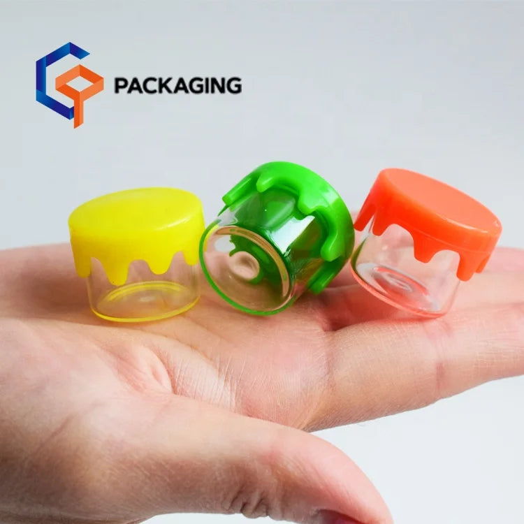 Low Profile Custom 5ml 6ml Transparent Round Storage Airtight Borosilicate Container Silicone Lid 6ml Glass Silicone Small Jar