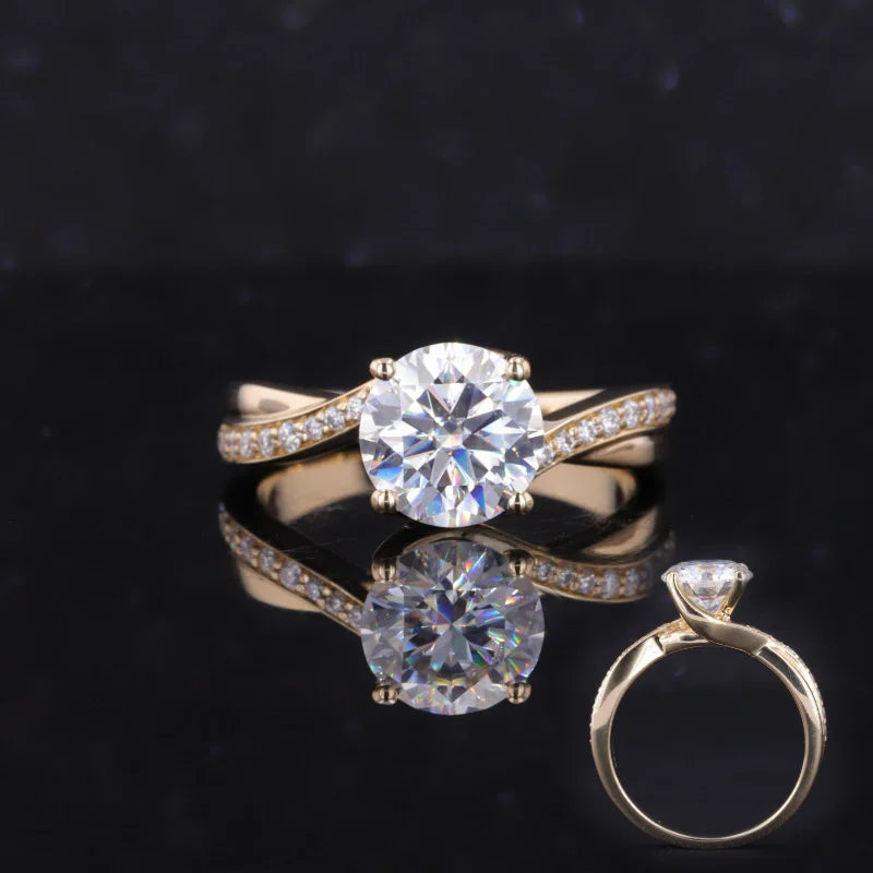 Starsgem Custom Jewelry 1.5carat Round Brilliant Cut Moissanite 14K Gold Ring Engagement Ring