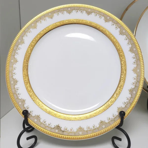 Luxury Royal Gold Tableware Suit Special Ceramic Plate for Hotel Banquets Exclusive