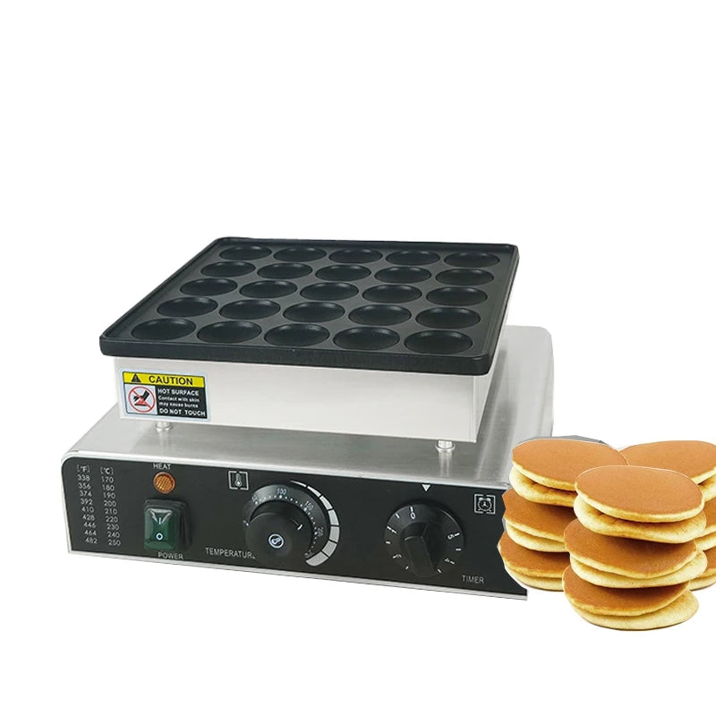 Commercial Nonstick Poffertjes Grill Machine 25holes Dorayaki Mini Pancake Round/Heart Shape Cake Maker