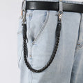 Fashion Steampunk Metal Cowhide Leather Braided Men Women Jeans Pants Chain Belt With Hook Buckle