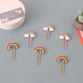 Pink Gold Cute Cartoon rainbow Paper Clip Pvc Soft Glue Paper Clip Lovely Creative Folder test Paper Clip Bookmark