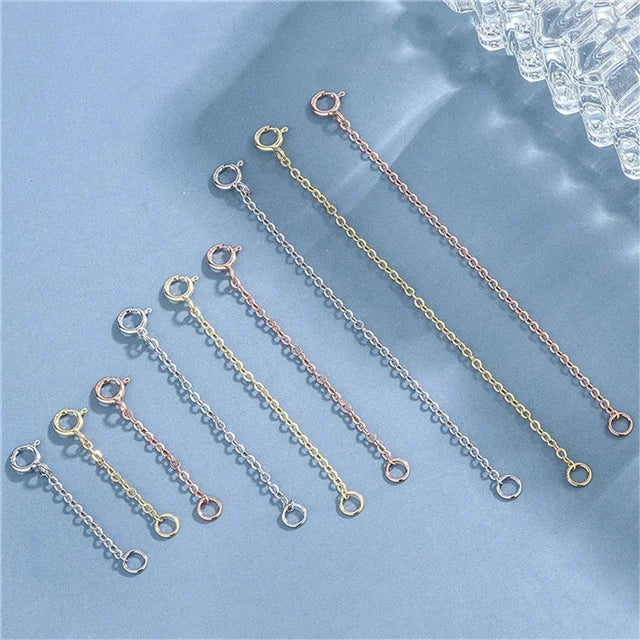 S925 Sterling Silver  Plated DIY  Clavicle Chain Necklace Bracelet Connection Jewelry Accessories Clasps Extension Chain