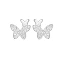 Wholesale Cute Butterfly 925 Sterling Silver Inlaid 5A Zircon Rhodium Plated Women's Earring Jewelry