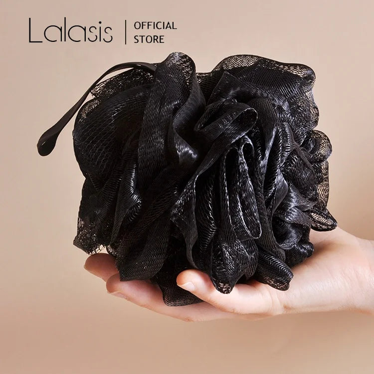 Lalasis Natural Organic Bamboo Charcoal Body Bath Custom Loofah Body Scrubber Mesh Bath Sponge Ball Bath Sponge Set