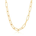 Punk Hip Hop Gold Paperclip Link Chain Tarnish Resistant Jewelry 18K Gold IP Plating Stainless Steel Chokers