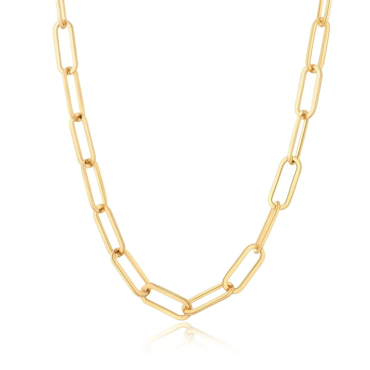 Punk Hip Hop Gold Paperclip Link Chain Tarnish Resistant Jewelry 18K Gold IP Plating Stainless Steel Chokers