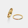 YF2824 Fashion Non Tarnish Jewelry Stainless Steel 18k Gold Plated Ring Colorful Rainbow Cubic Zirconia North Star Ring
