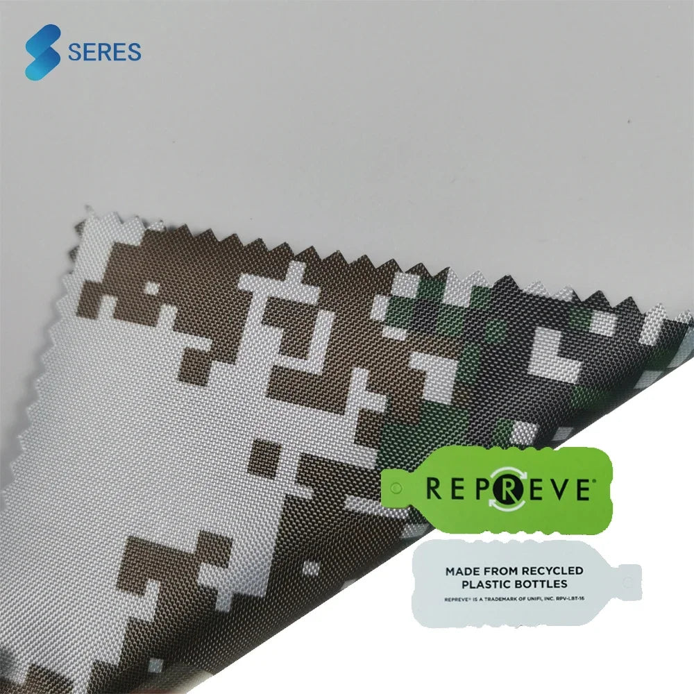RPET 420d camouflage printed polyester PU coated waterproof oxford fabric for outdoor biodegradable for awning cover