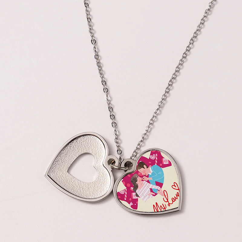 Norpie Wholesale High Quaily Valentine's Day Gift DIY Sublimation Blanks Heart Carved Sliding Locket