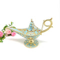 SHINNYGIFTS Wholesales Aladdin Lamp Home Decorative Gift New Style Metal Enamel Colored Hand Painted Wishing Lamp Novelty Gifts