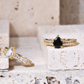OL0118 Abiding Jewelry Black Diamond Cubic Zirconia 18K Gold Plated CZ Couple Real 925 Sterling Silver Girls Rings