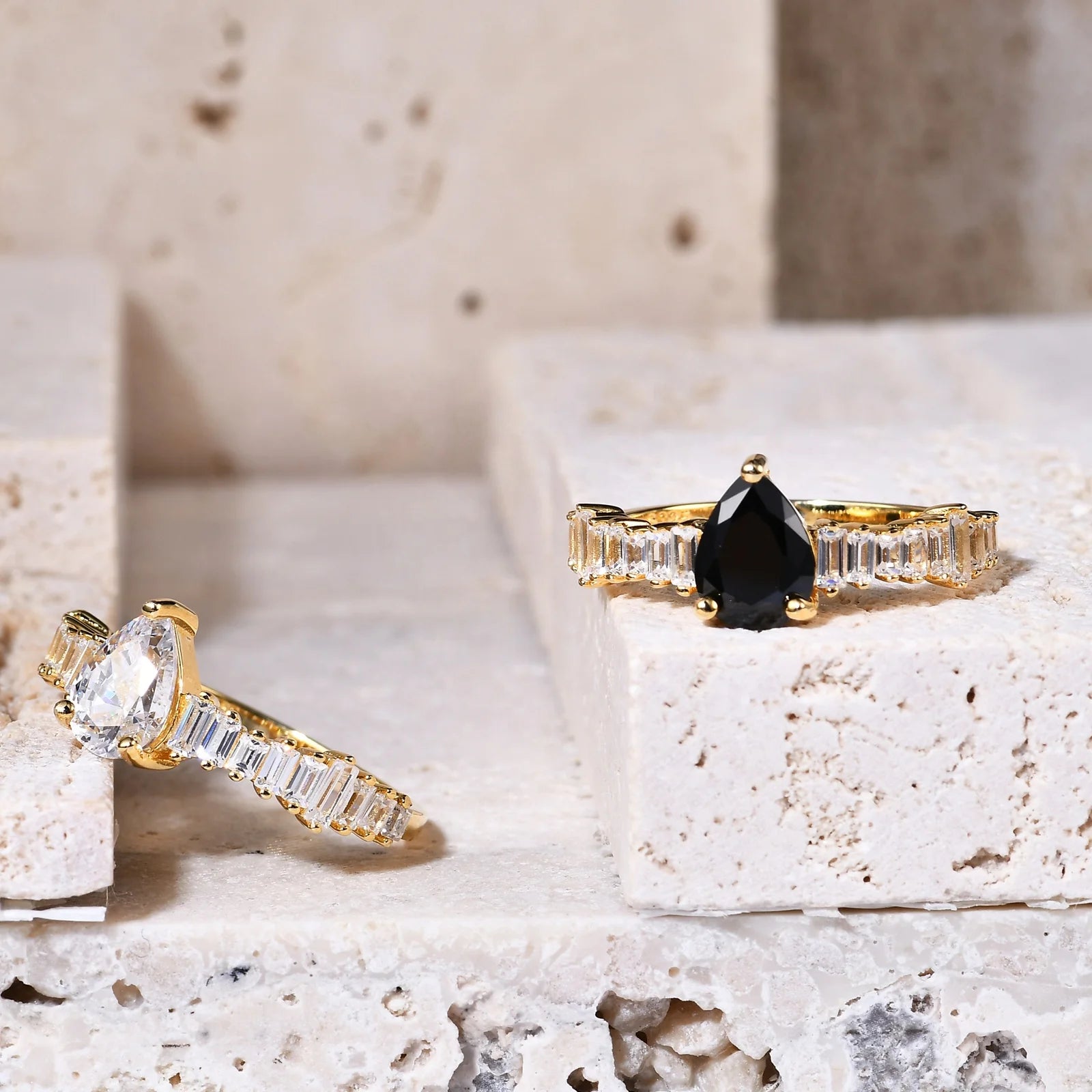 OL0118 Abiding Jewelry Black Diamond Cubic Zirconia 18K Gold Plated CZ Couple Real 925 Sterling Silver Girls Rings