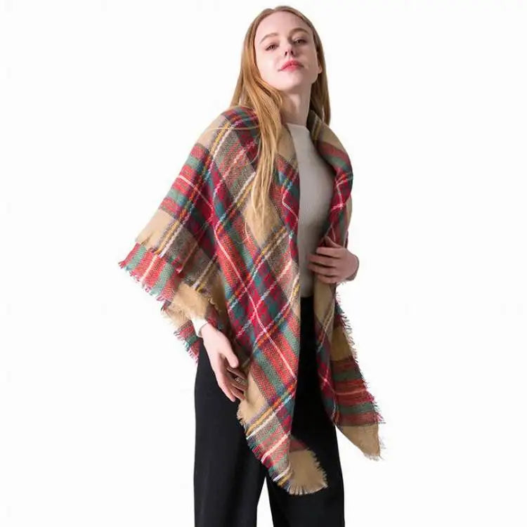 Hot Sale Wholesale Woman Winter Colorful Plaid Lady India Pashmina Scarf Shawl MegaBDM