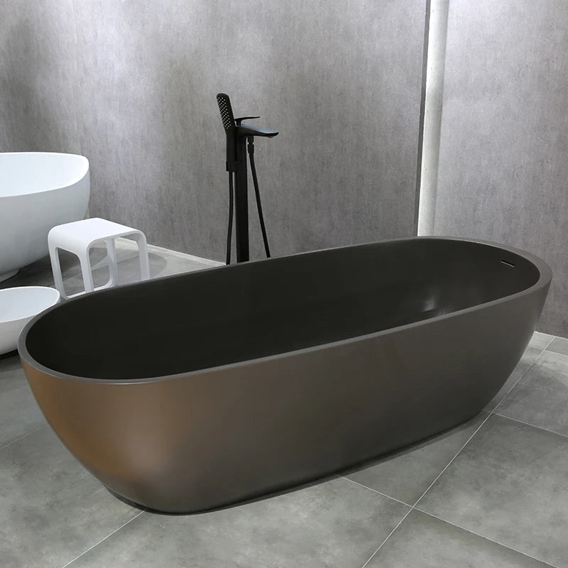 1.8m 2.0m Dark Collection Marble-look Freestanding Soaking Modern Solid Surface Artificial Stone Eco-friendly Bathroom Hotel