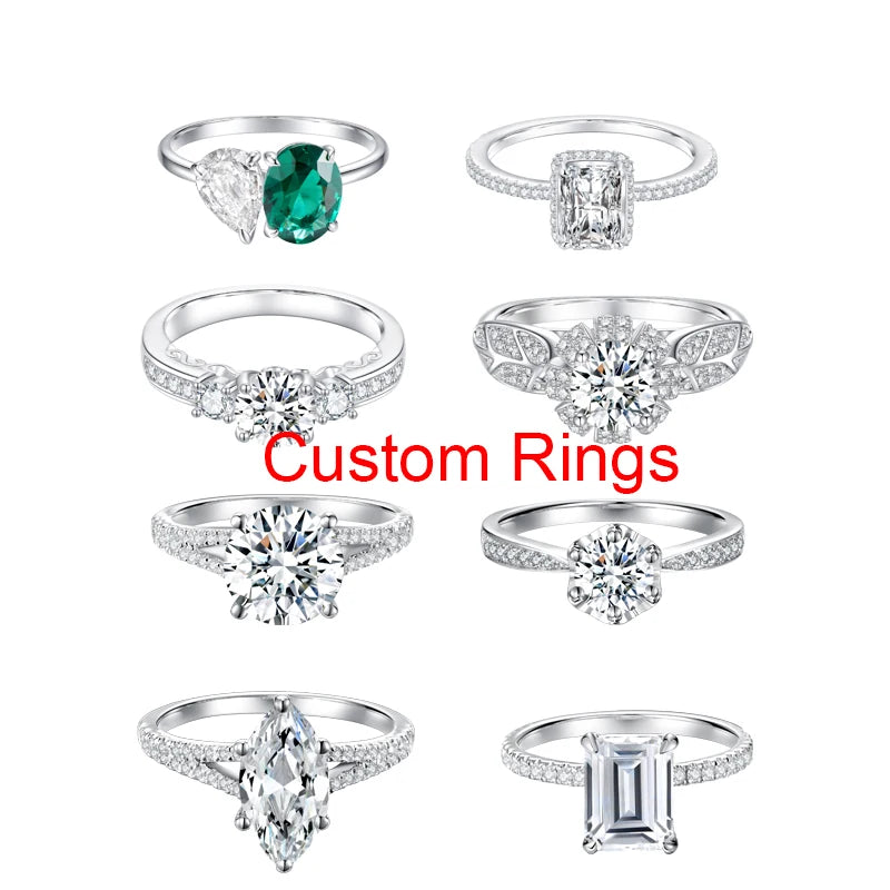 Jasen Custom Rings Fashion Moissanite Diamonds Rhodium 14K/18K Gold Plated Square Channel Set Certified Wedding Engagement Ring