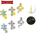 Gaby Whole 316L Stainless Steel Lip Ring Not Turn Green Push in Labret 14k Pvd Gold Flat Back Labret Snake Labret Piercing