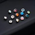 G23 ASTM Titanium 16G 14G Internal Thread CZ Opal Dermal Anchor Tops and 3 Hole Base Microdermals Women Piercing Jewelry