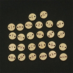 Non Tarnish GF 14K Gold Filled Double Hole 26 English Letter Charm for DIY Jewelry Necklace Bracelet Making Findings Accessories