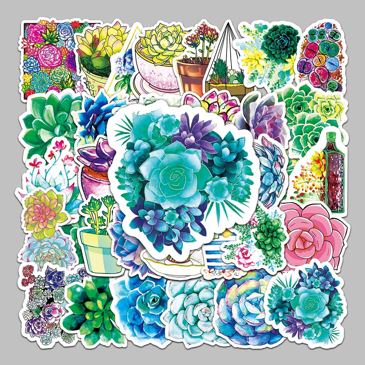 50PCS Hot-selling Cheap Plants Flower Patterns Creative Succulent Stickers Phone Case Scooter Desk Guitar Decoration Stickers