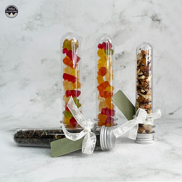 40ml 45ml Candy Packing Plastic test Tube with Aluminum Screw Cap