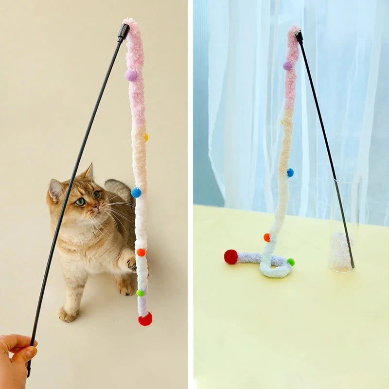Petsfond Interactive Christmas Cat Feather Wand Toy Fashion Cat Rod Teaser Stick Refills for Kittens Pet Toy