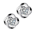 Chic Bright and Happy Four Leaf Clover Earrings Zircon Inlaid Earring Hollow Earring